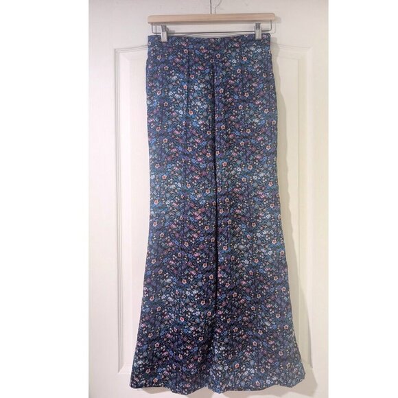 Sandro | Donelo Satin Floral Print Flare Pants In Purple/Blue - Picture 7 of 16